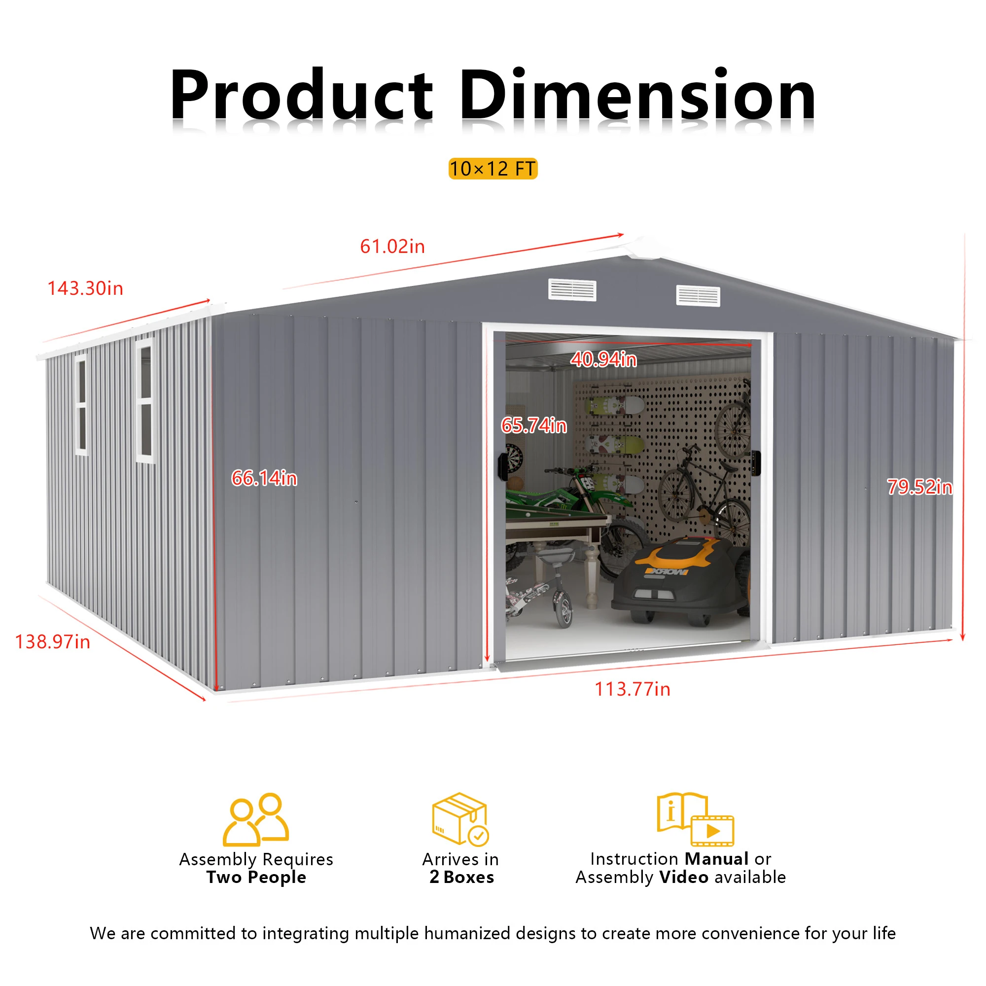Outdoor Storage Shed 6x4 FT Large Metal Utility Tool Sheds with Floor Frame Steel Garden Shed for Backyard Garden Patio Lawn