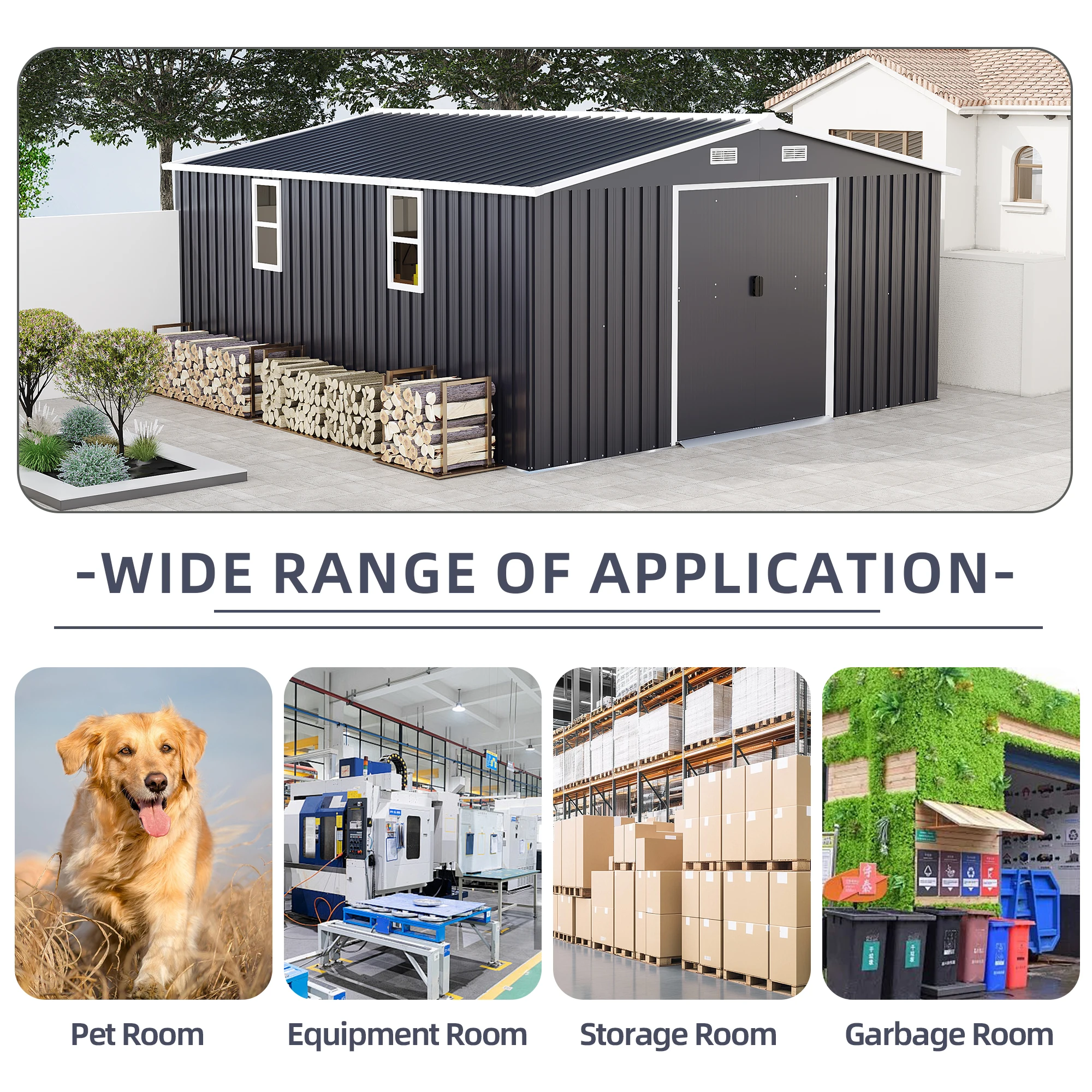 Outdoor Storage Shed 6x4 FT Large Metal Utility Tool Sheds with Floor Frame Steel Garden Shed for Backyard Garden Patio Lawn