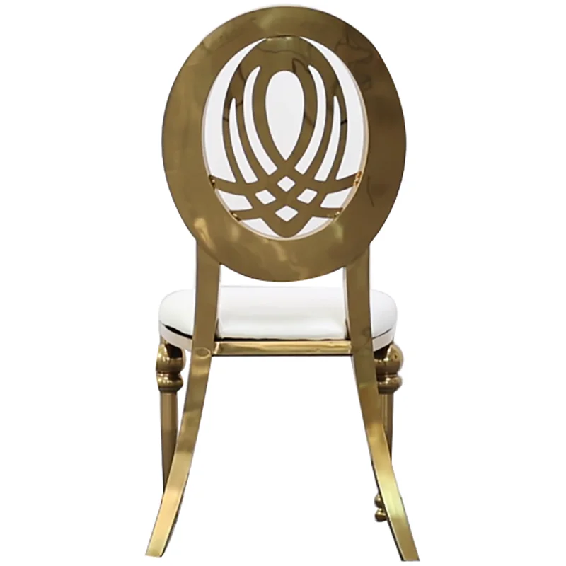 36pcs f30 Round Back Chair Gold Stainless Steel Wedding Chair with White Cushion Hotel Stackable Banquet Dining Chair ivy1092