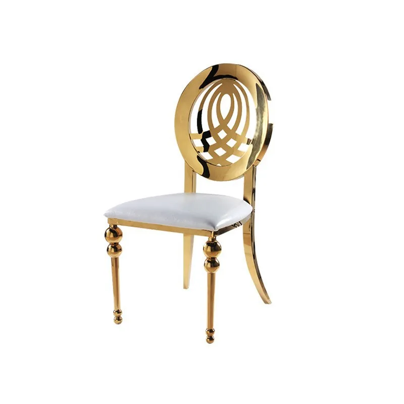 36pcs f30 Round Back Chair Gold Stainless Steel Wedding Chair with White Cushion Hotel Stackable Banquet Dining Chair ivy1092