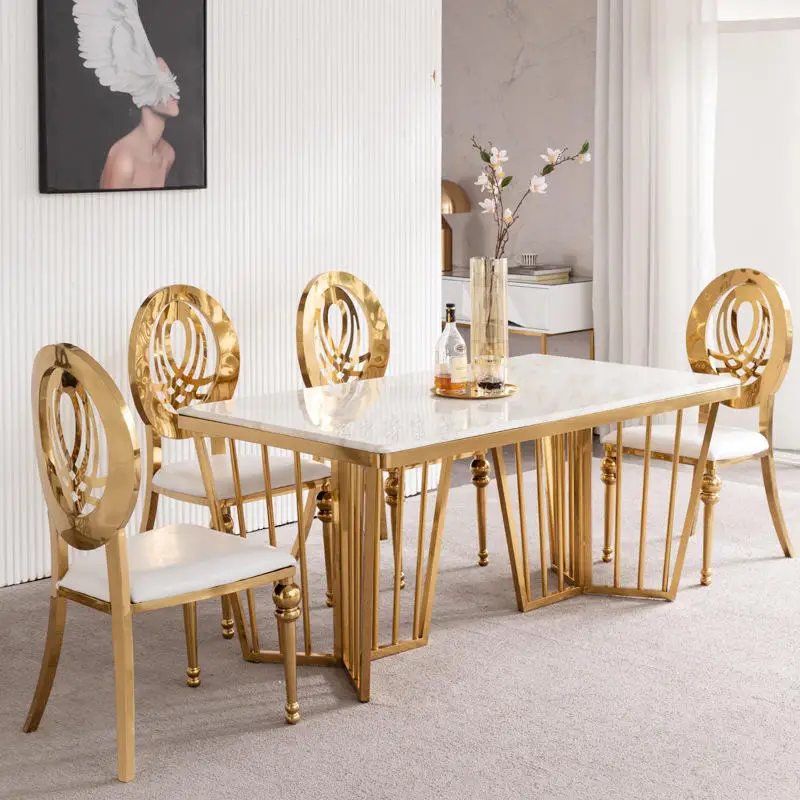 36pcs f30 Round Back Chair Gold Stainless Steel Wedding Chair with White Cushion Hotel Stackable Banquet Dining Chair ivy1092