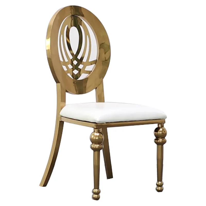 36pcs f30 Round Back Chair Gold Stainless Steel Wedding Chair with White Cushion Hotel Stackable Banquet Dining Chair ivy1092