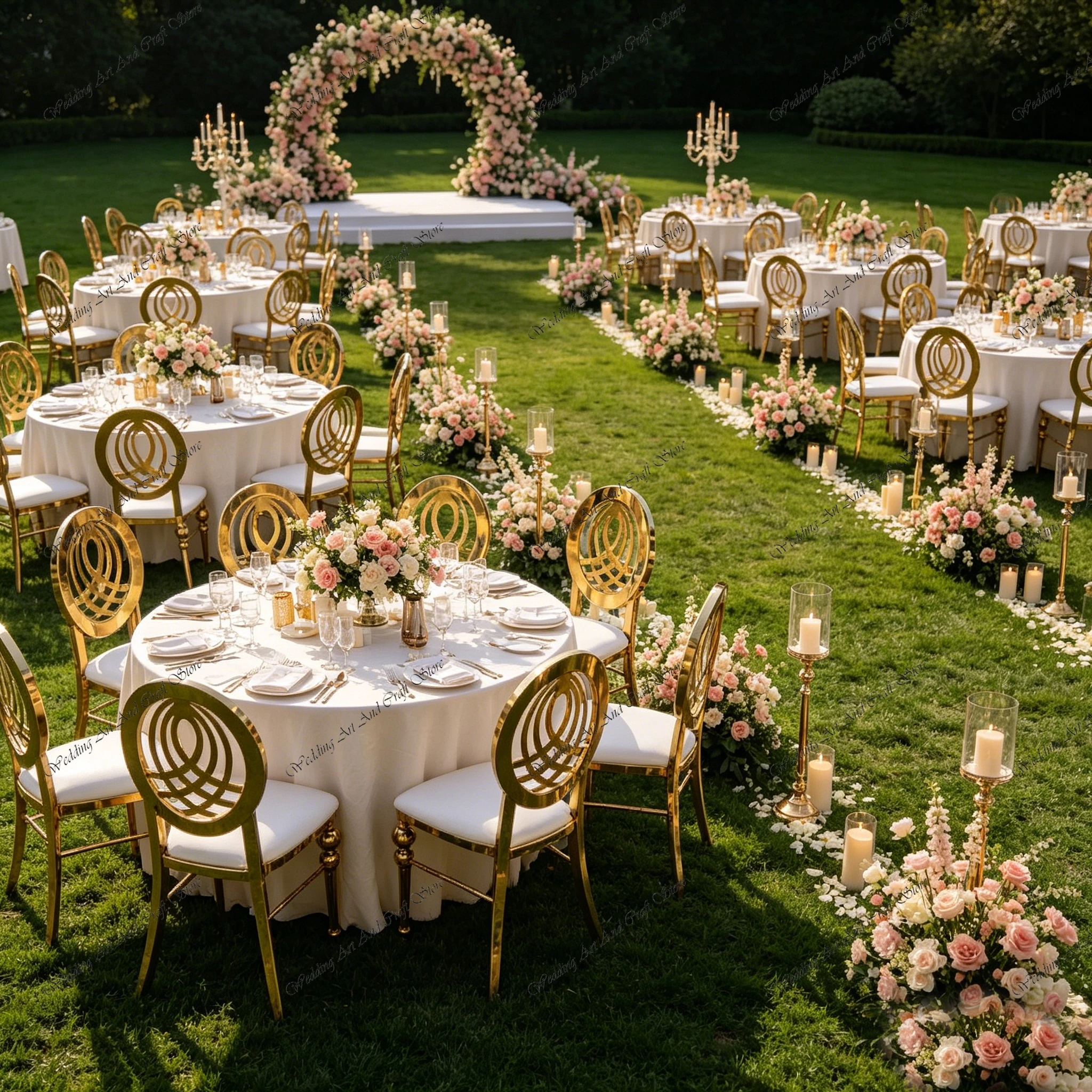 36pcs f30 Round Back Chair Gold Stainless Steel Wedding Chair with White Cushion Hotel Stackable Banquet Dining Chair ivy1092