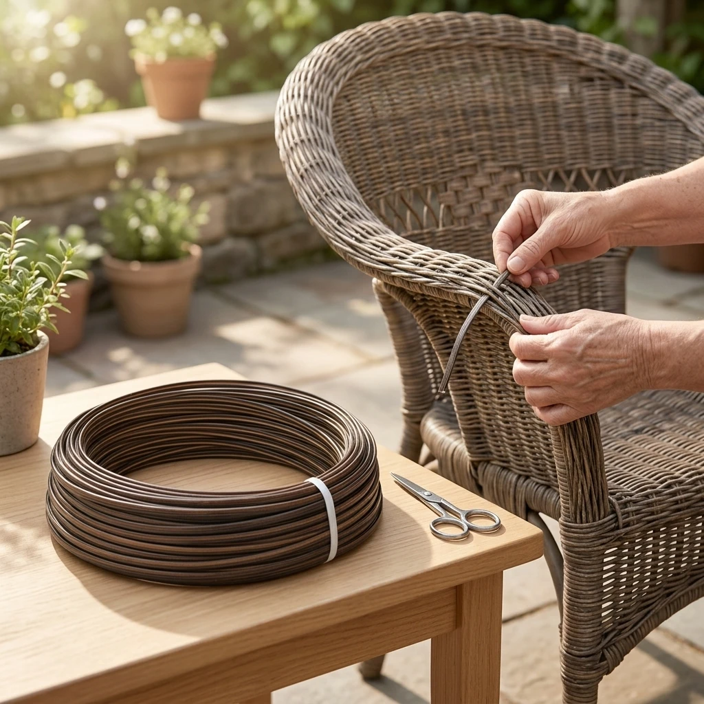 120FT Wicker Repair Kit HDPE PE Rattan for Outdoor Furniture Restoration Weatherproof UV Resistant Garden Chair Fix