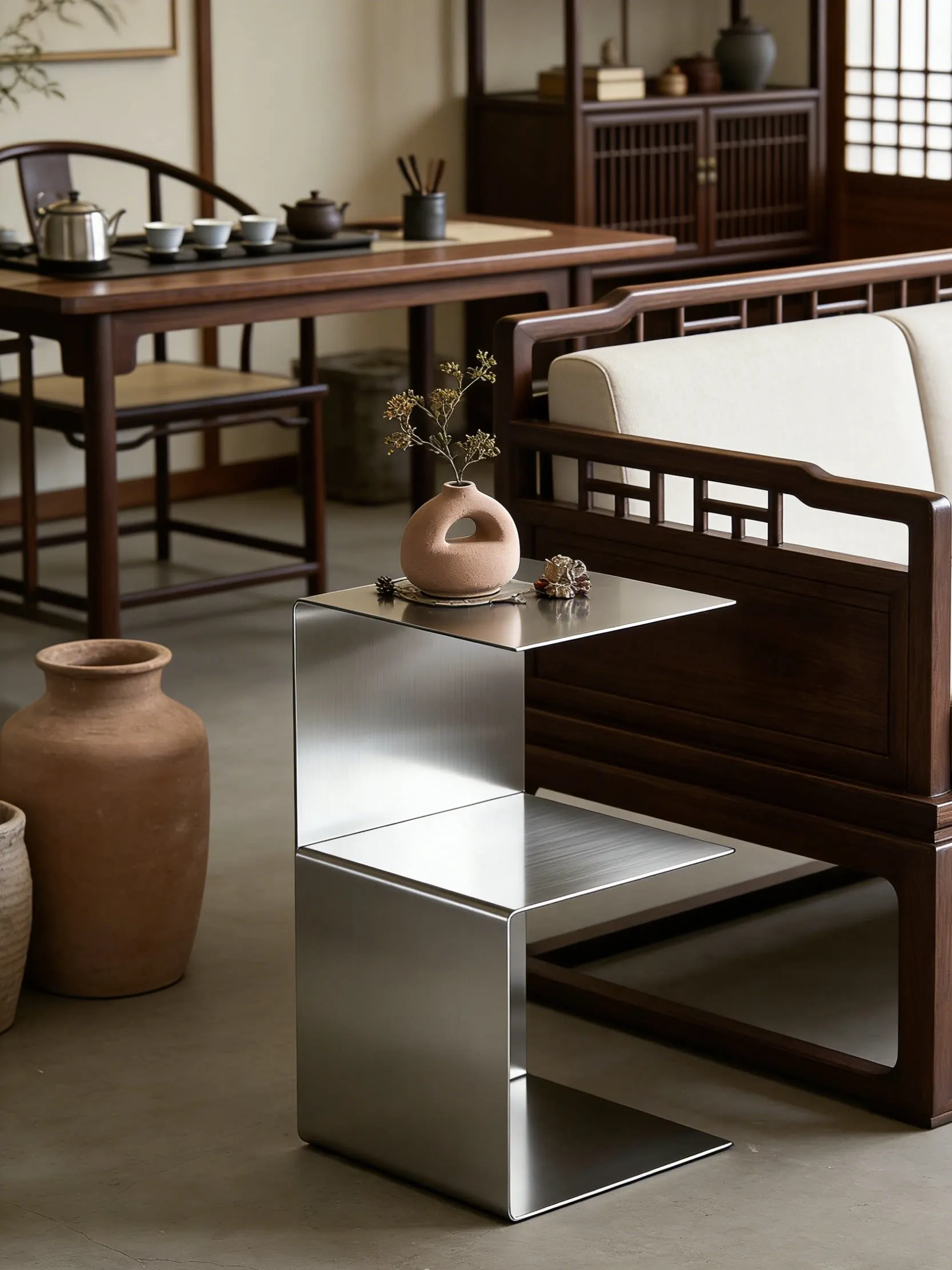End Tables Mini hotel furniture Stainless steel living room simple and light luxury coffee table creative Nordic small table