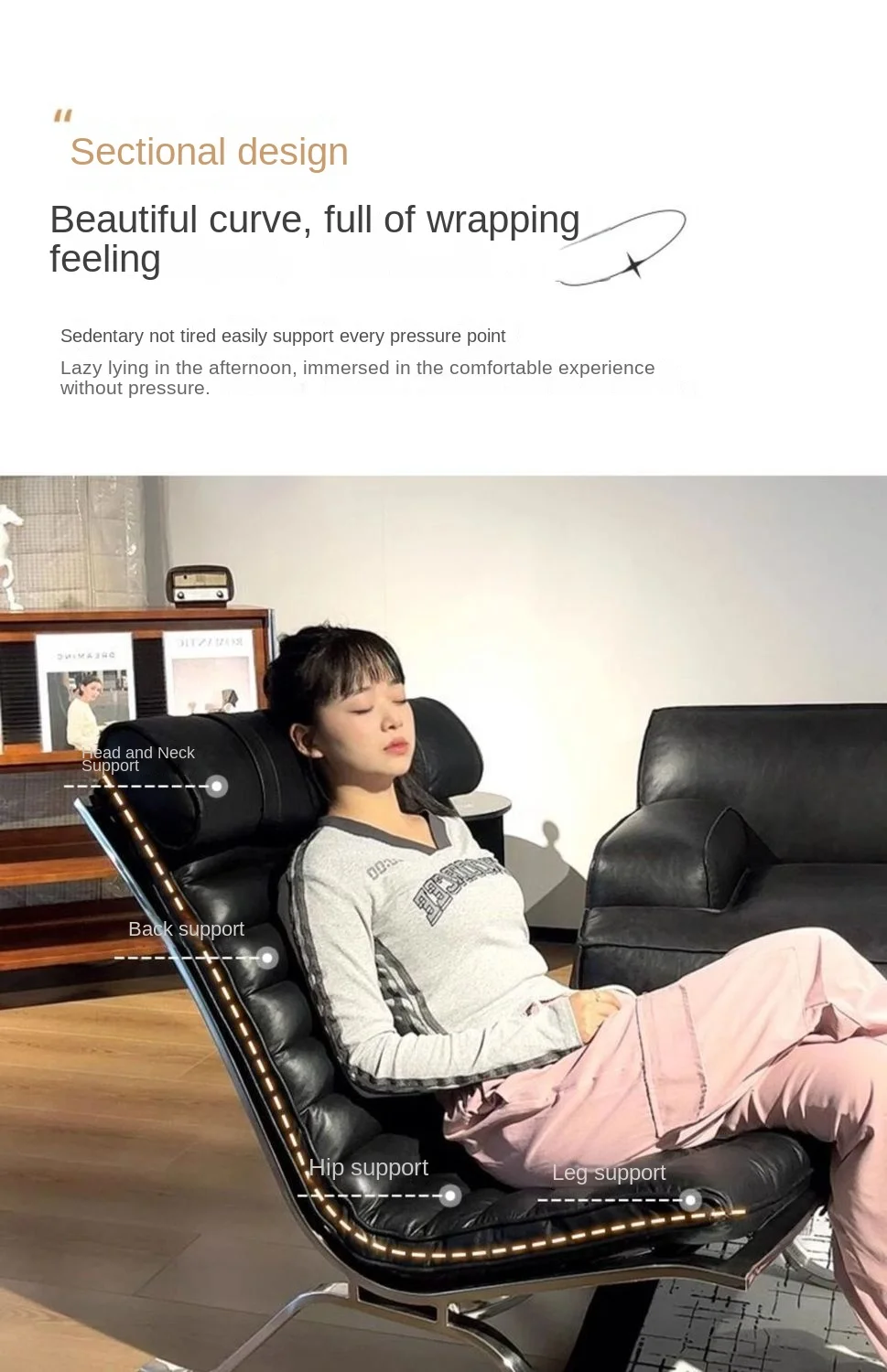Designer Antique Sofa Chair Minimalist Light Luxury Lazy Leisure Lounge Chair for Living Room
