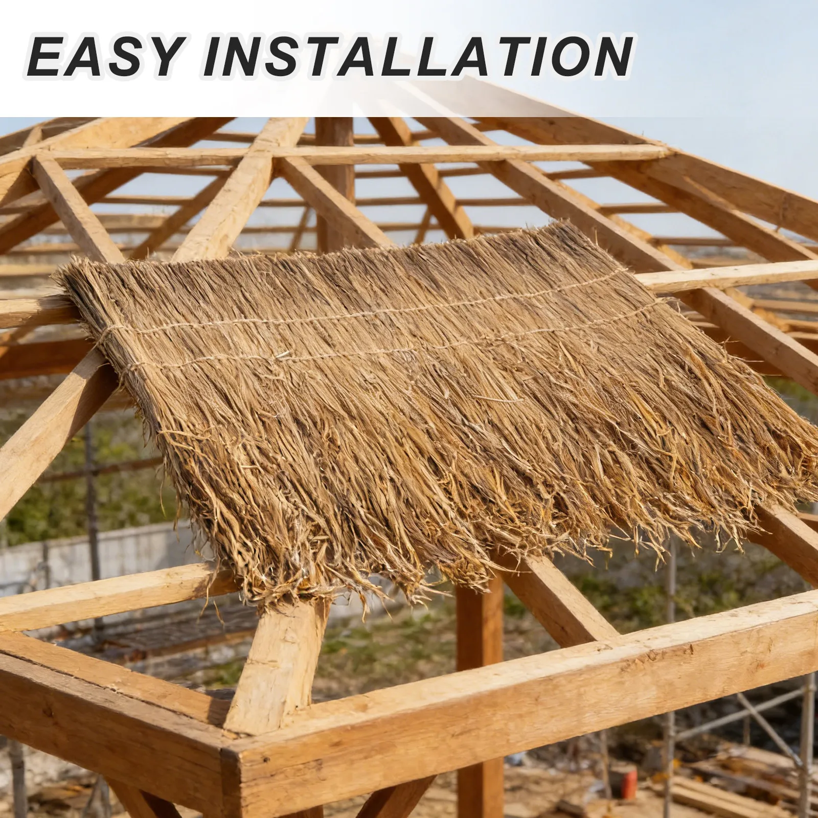 Palapa Hut Grass Roof for Garden Tiki Pavilion Thatch Roofing Material Straw Roofs Tiles Cover Outdoor Pavilion Texture Tiki