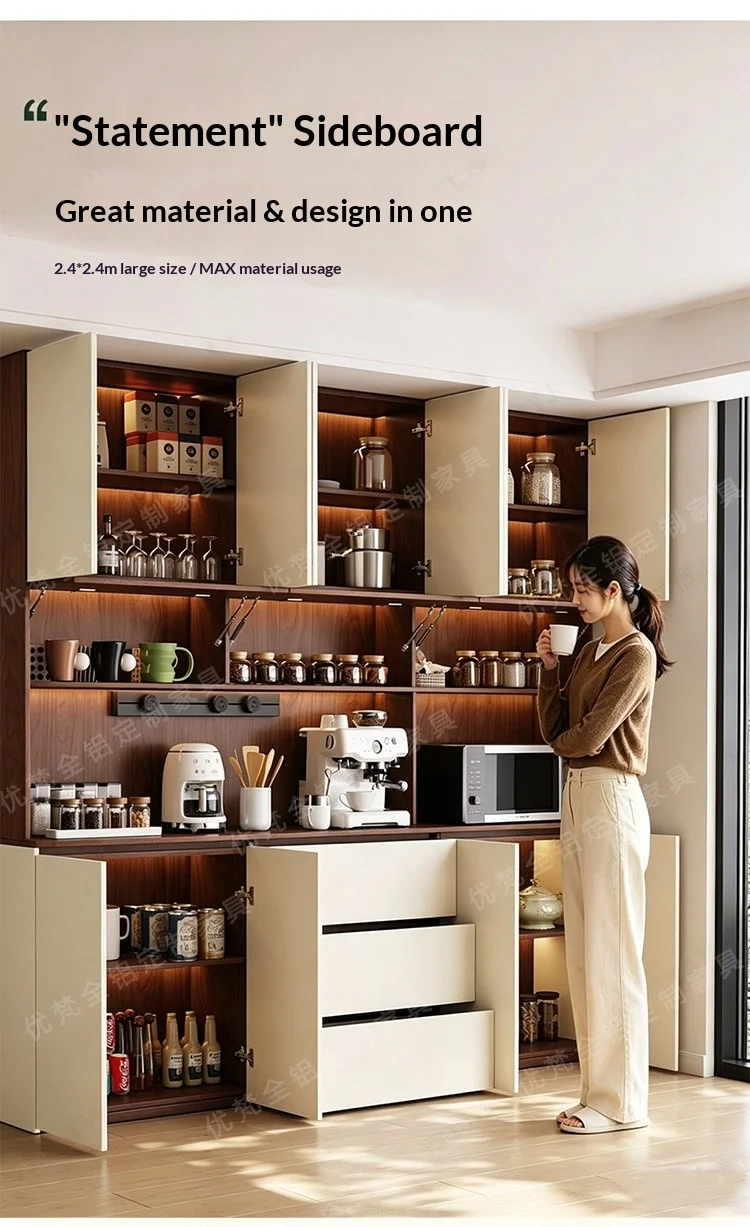 Customized Honeycomb Aluminum All-Aluminum Alloy Sideboard, Wall-Mounted Integrated Storage Cabinet, Tea Cabinet, Wine Cabinet