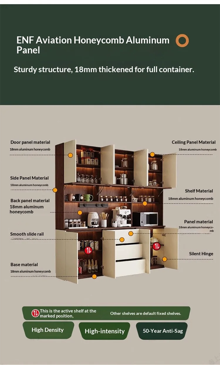 Customized Honeycomb Aluminum All-Aluminum Alloy Sideboard, Wall-Mounted Integrated Storage Cabinet, Tea Cabinet, Wine Cabinet