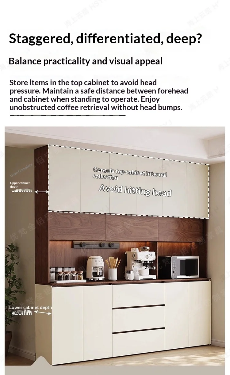 Customized Honeycomb Aluminum All-Aluminum Alloy Sideboard, Wall-Mounted Integrated Storage Cabinet, Tea Cabinet, Wine Cabinet