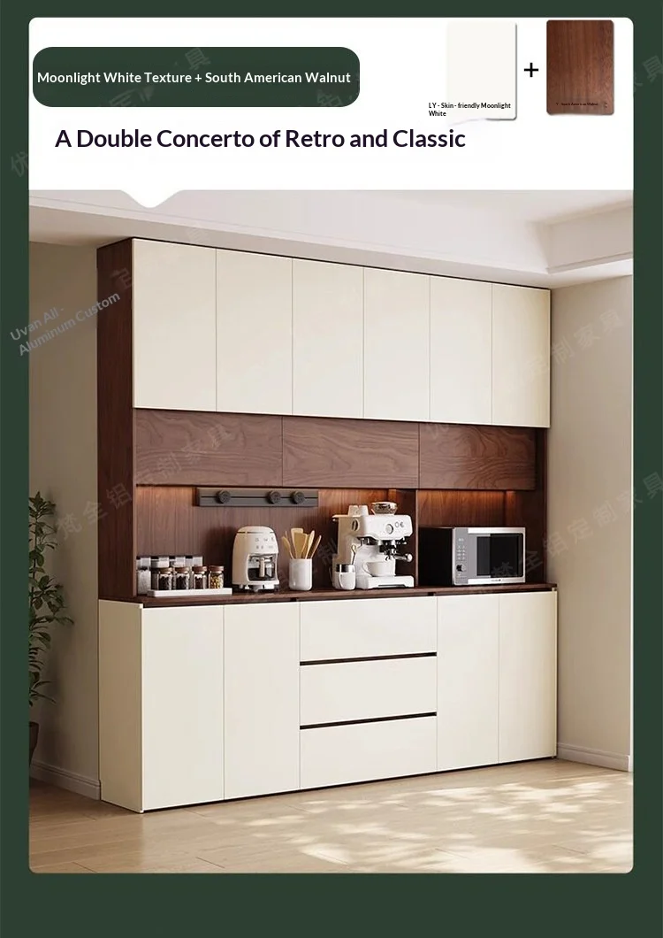 Customized Honeycomb Aluminum All-Aluminum Alloy Sideboard, Wall-Mounted Integrated Storage Cabinet, Tea Cabinet, Wine Cabinet