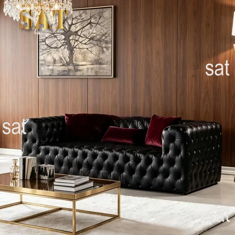 * Italian Style Genuine Leather Sectional Couch Living Room Sofa Modern Luxury Tufted Sofas Furniture Set for Sale
