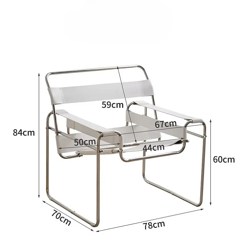 Designer Mid-Century Modern Chaise Longue Single Lounge Chair Stainless Steel Frame Bauhaus Accent Chair