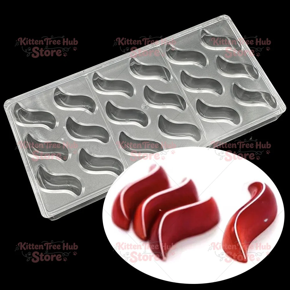 3D Polycarbonate Chocolate Mold S Shape Tadpole Water droplets Shape For Belgium BonBon Sweets Candy Cake Tools Tray Moulds