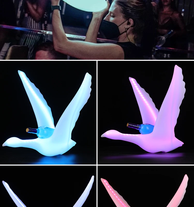 New Illuminated Swan Bottle Presenter Nightclub Bar Party White Gray Goose Vodka Display Rechargeable Light Emitting Diode