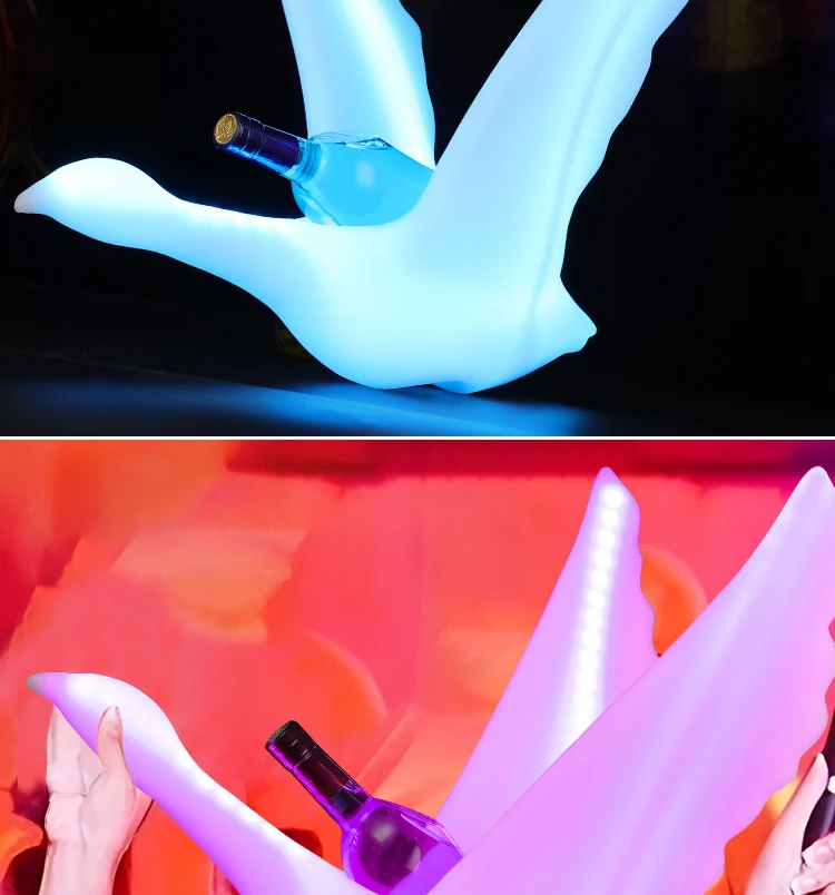 New Illuminated Swan Bottle Presenter Nightclub Bar Party White Gray Goose Vodka Display Rechargeable Light Emitting Diode