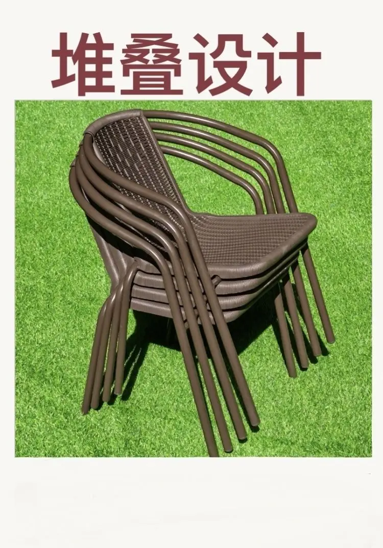 Faux Rattan Outdoor Chair, Single Waterproof & UV-resistant Armchair, Leisure Backrest Seat for Patio Garden Balcony
