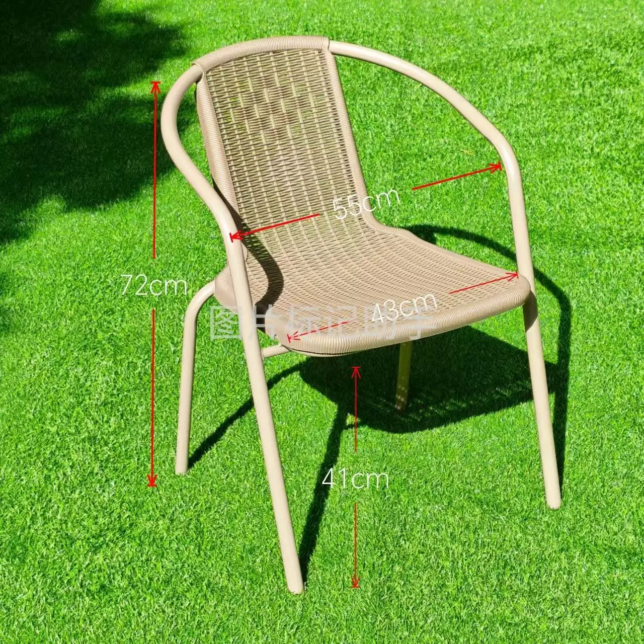 Faux Rattan Outdoor Chair, Single Waterproof & UV-resistant Armchair, Leisure Backrest Seat for Patio Garden Balcony