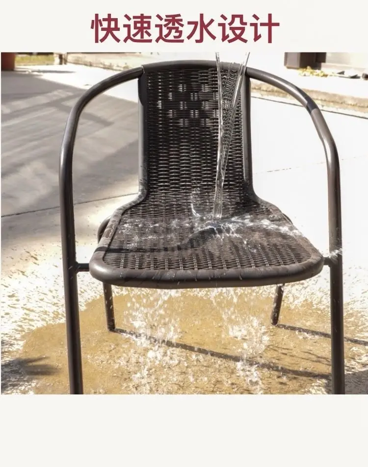 Faux Rattan Outdoor Chair, Single Waterproof & UV-resistant Armchair, Leisure Backrest Seat for Patio Garden Balcony