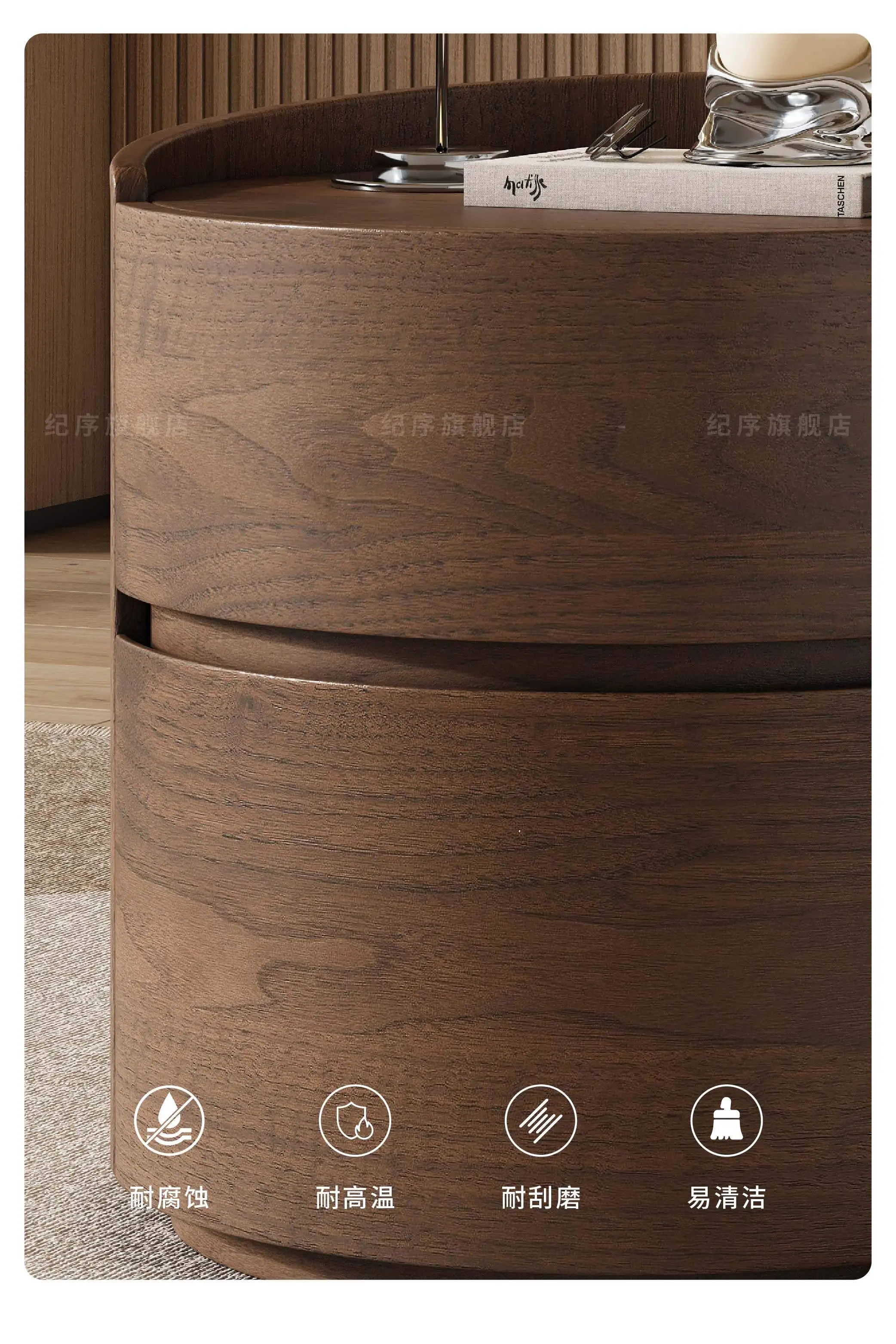 Luxury Solid Wood Bedside Tables,Furniture Nordic Wood Grain Home Living Room Drawer Storage Cabinet Bedroom Bedside Table