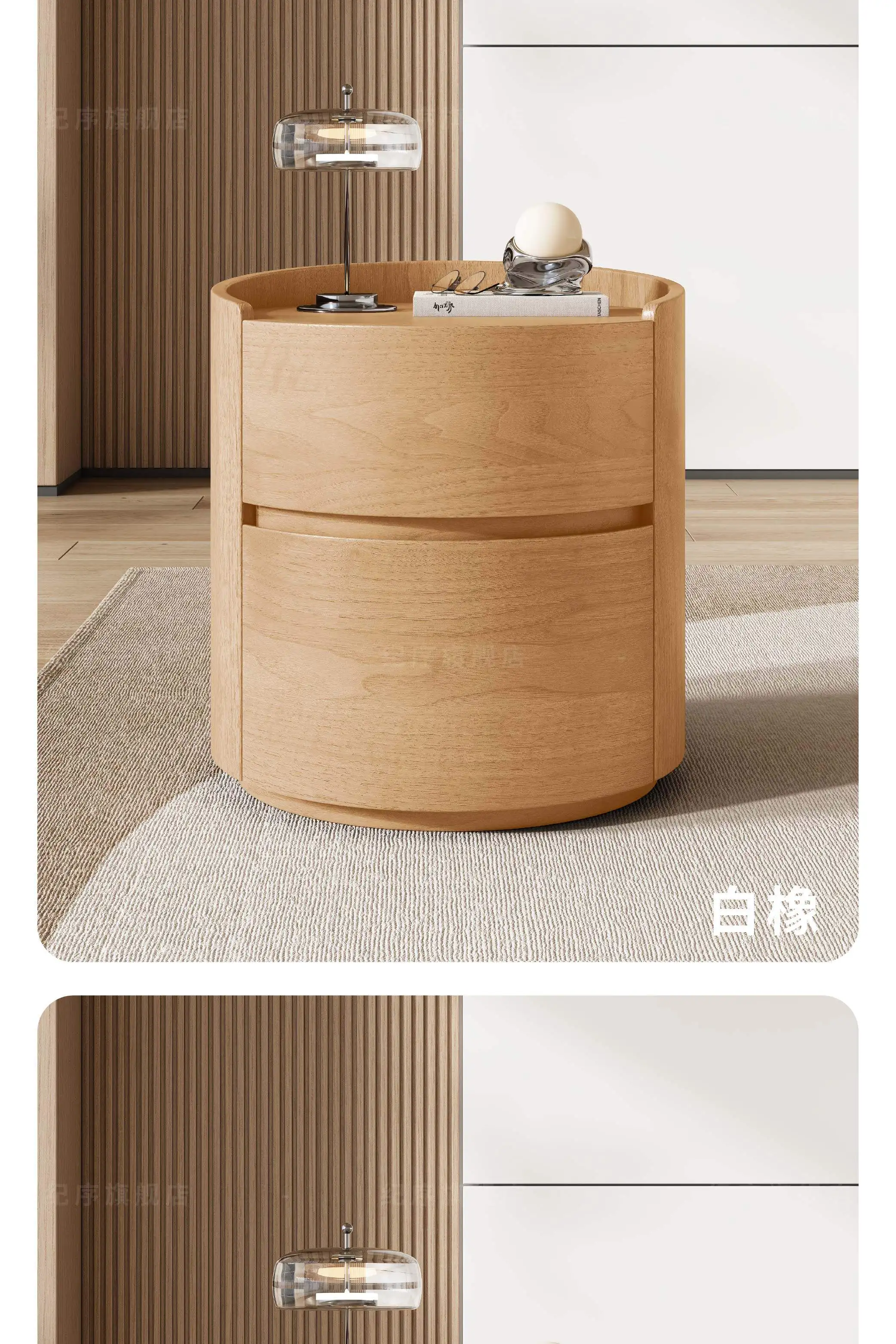 Luxury Solid Wood Bedside Tables,Furniture Nordic Wood Grain Home Living Room Drawer Storage Cabinet Bedroom Bedside Table
