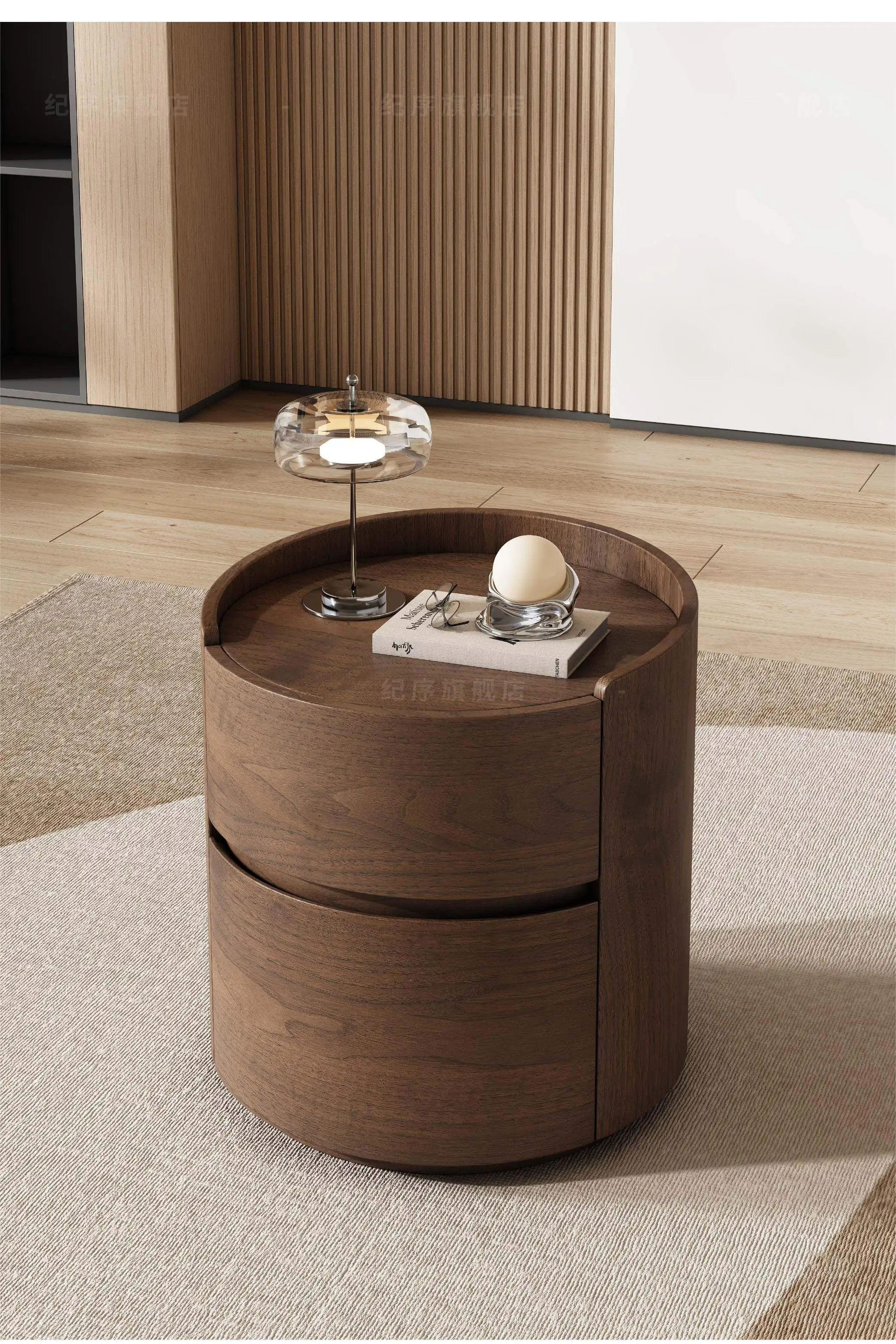Luxury Solid Wood Bedside Tables,Furniture Nordic Wood Grain Home Living Room Drawer Storage Cabinet Bedroom Bedside Table