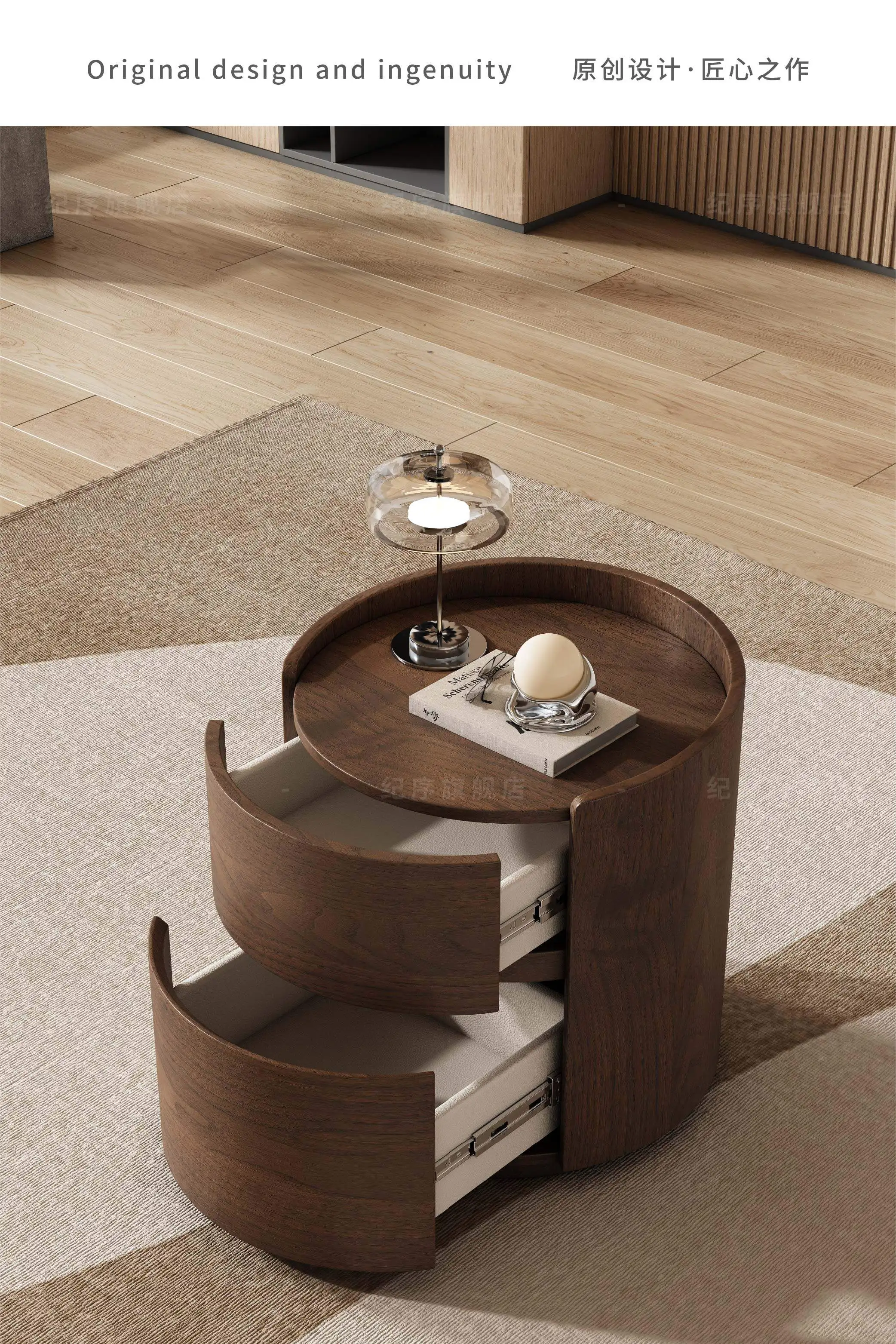 Luxury Solid Wood Bedside Tables,Furniture Nordic Wood Grain Home Living Room Drawer Storage Cabinet Bedroom Bedside Table