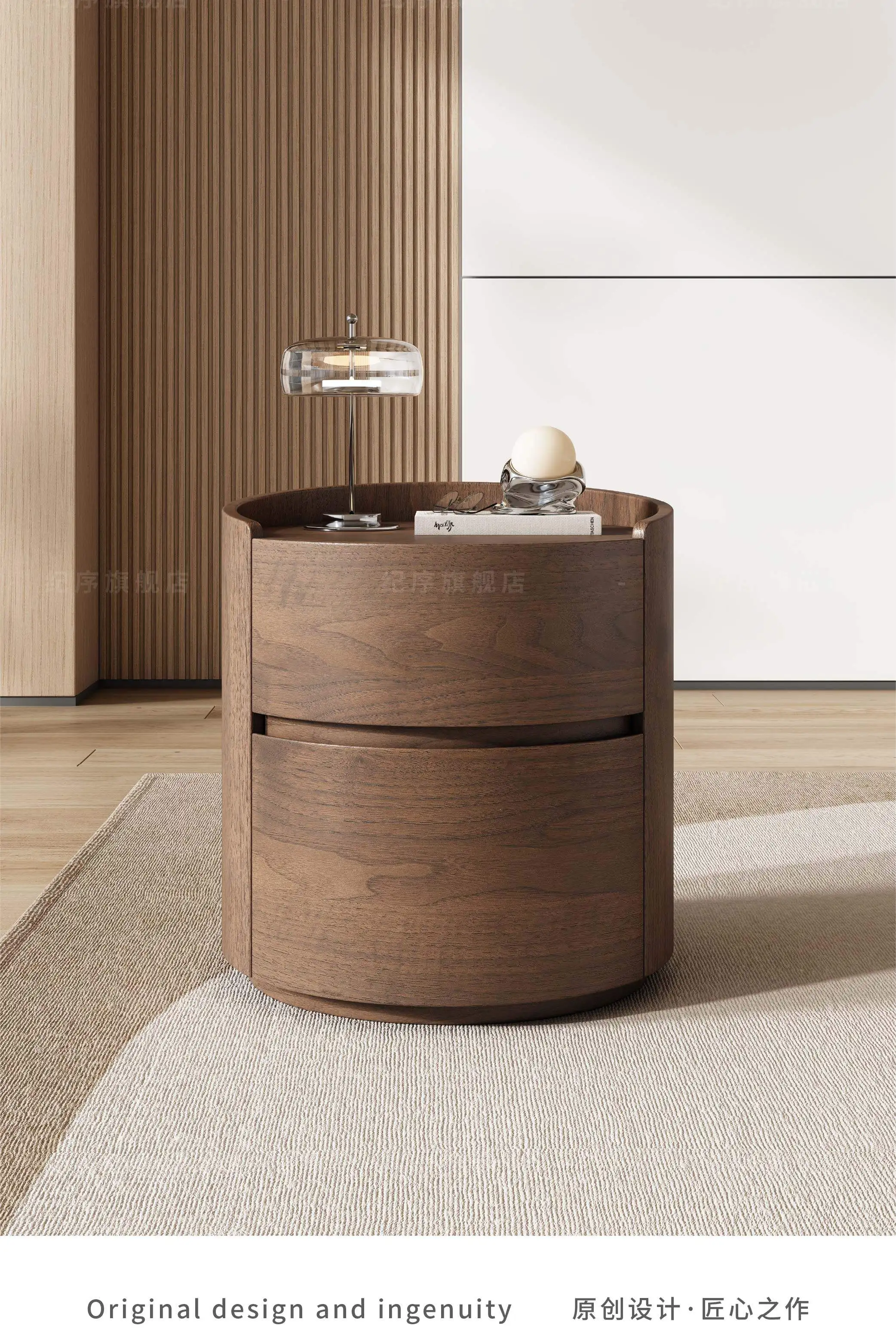 Luxury Solid Wood Bedside Tables,Furniture Nordic Wood Grain Home Living Room Drawer Storage Cabinet Bedroom Bedside Table