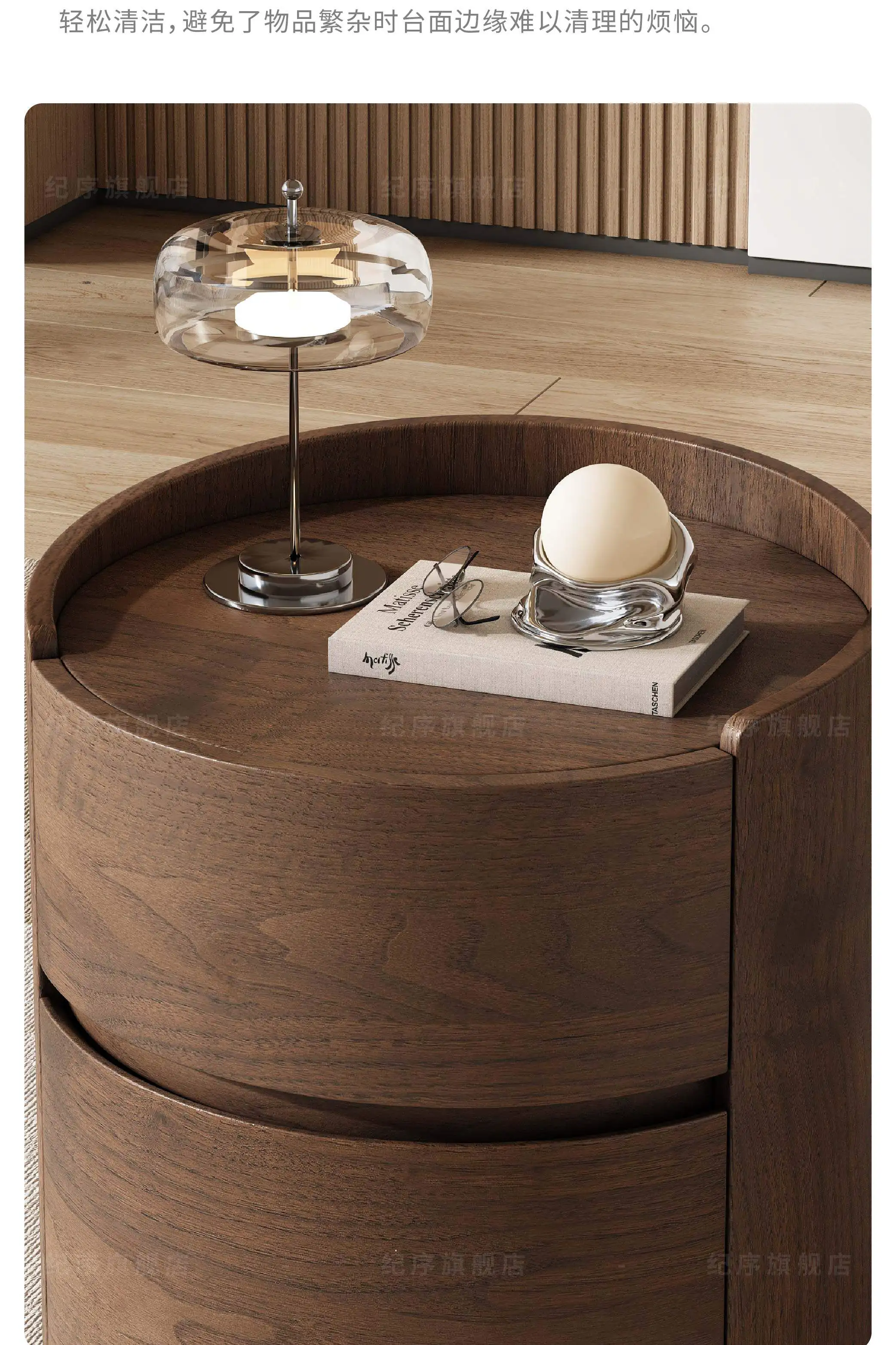 Luxury Solid Wood Bedside Tables,Furniture Nordic Wood Grain Home Living Room Drawer Storage Cabinet Bedroom Bedside Table