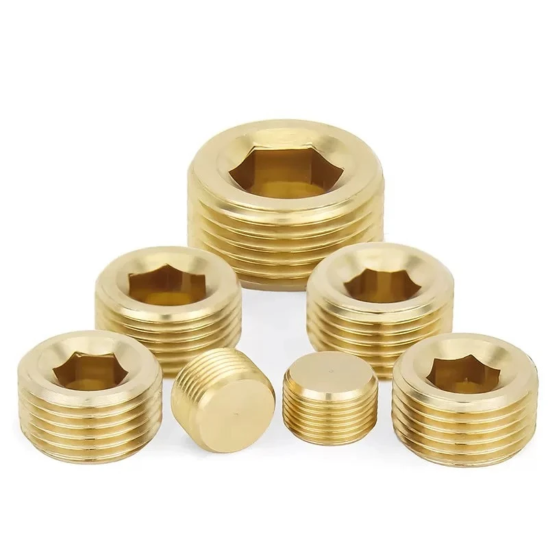 Male Thread Pipe Brass Hex Socket End Cap Plug Fitting Copper Adapter M5 M6 M8 M10~M22 PT/NPT/G 1/16" 1/8" 1/4" 3/8"~1"