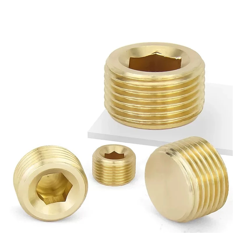 Male Thread Pipe Brass Hex Socket End Cap Plug Fitting Copper Adapter M5 M6 M8 M10~M22 PT/NPT/G 1/16" 1/8" 1/4" 3/8"~1"