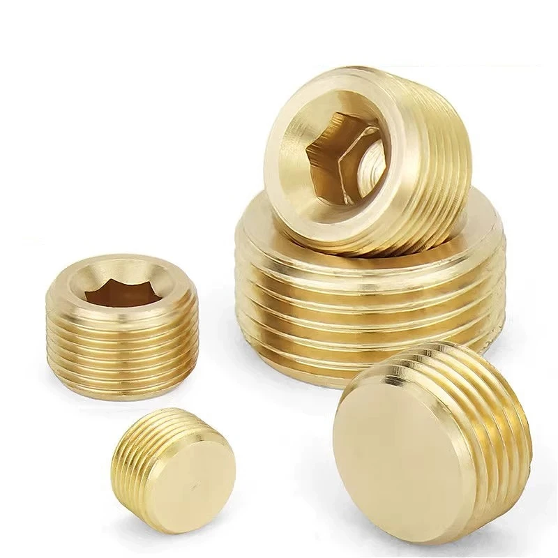 Male Thread Pipe Brass Hex Socket End Cap Plug Fitting Copper Adapter M5 M6 M8 M10~M22 PT/NPT/G 1/16" 1/8" 1/4" 3/8"~1"