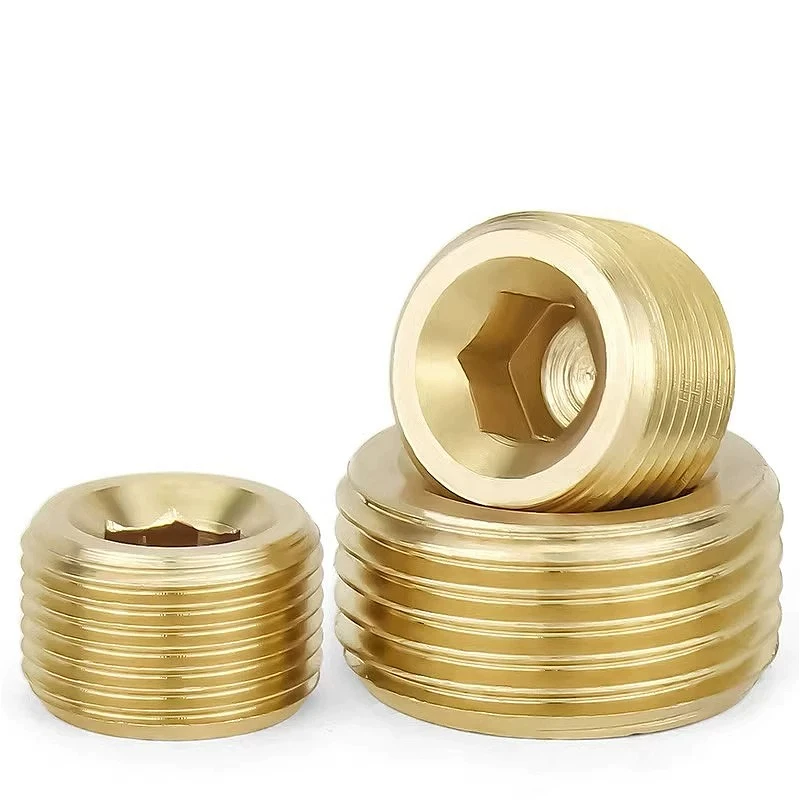 Male Thread Pipe Brass Hex Socket End Cap Plug Fitting Copper Adapter M5 M6 M8 M10~M22 PT/NPT/G 1/16" 1/8" 1/4" 3/8"~1"