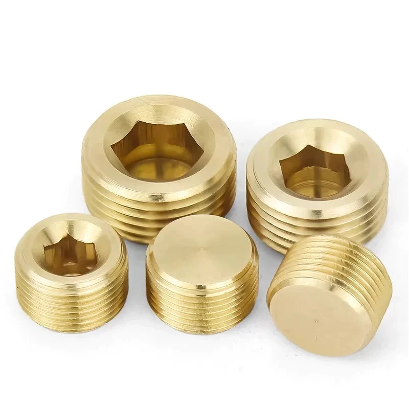 Male Thread Pipe Brass Hex Socket End Cap Plug Fitting Copper Adapter M5 M6 M8 M10~M22 PT/NPT/G 1/16" 1/8" 1/4" 3/8"~1"