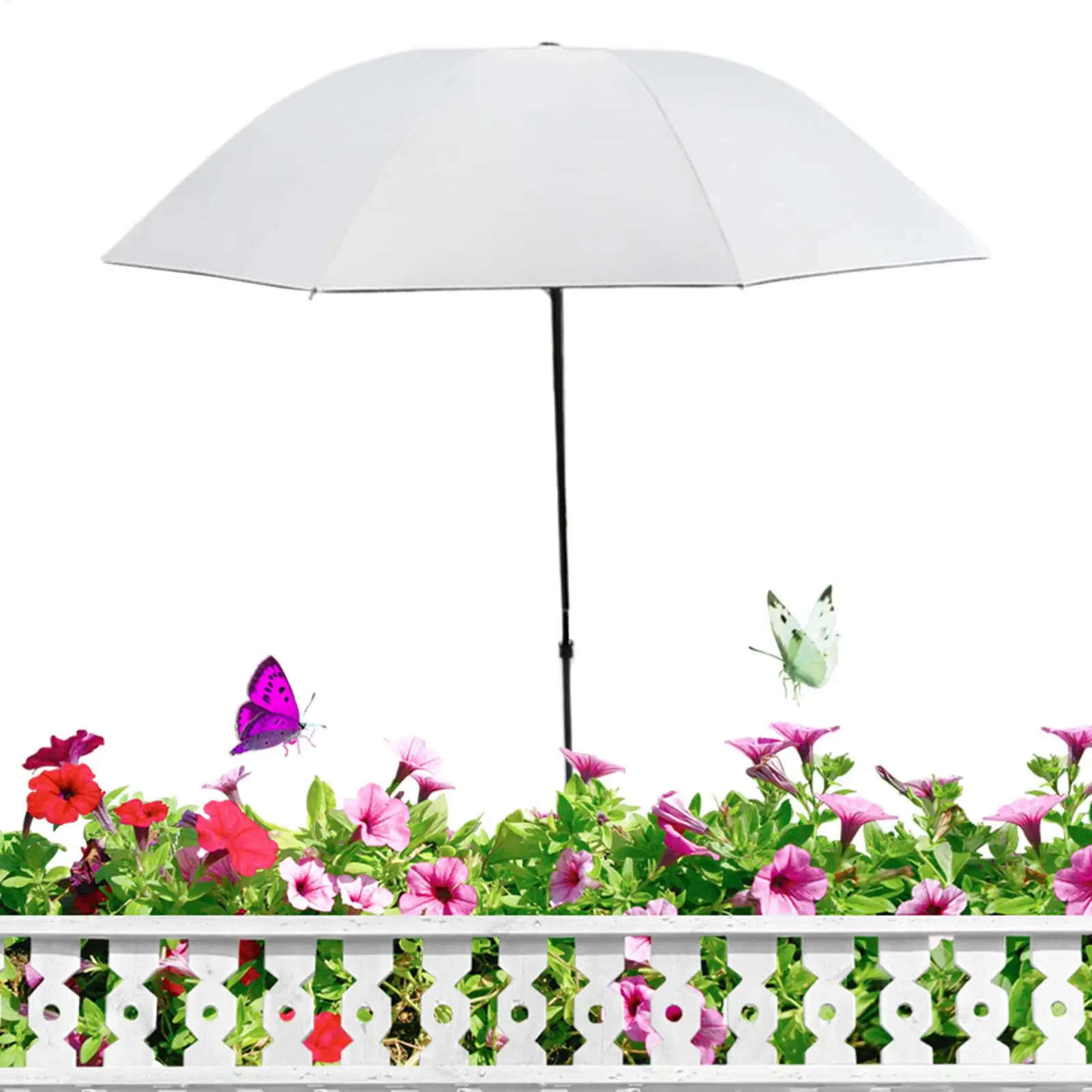 95cm Outdoor Plant Umbrella Foldable Garden Sun Shade Hydrangea Flower UV Protection Canopy Ground Insert for Patio Balcony