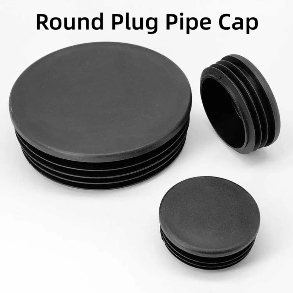 Black PE Plastic Round Pipe Plugs, Dia 10-100mm Furniture Foot Caps, Chair/Table Leg Protectors, Dustproof Tube Hole Covers