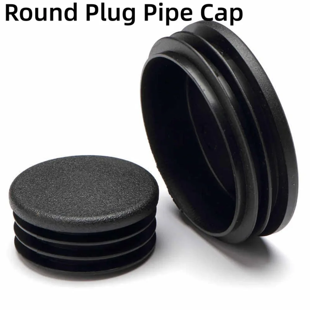 Black PE Plastic Round Pipe Plugs, Dia 10-100mm Furniture Foot Caps, Chair/Table Leg Protectors, Dustproof Tube Hole Covers