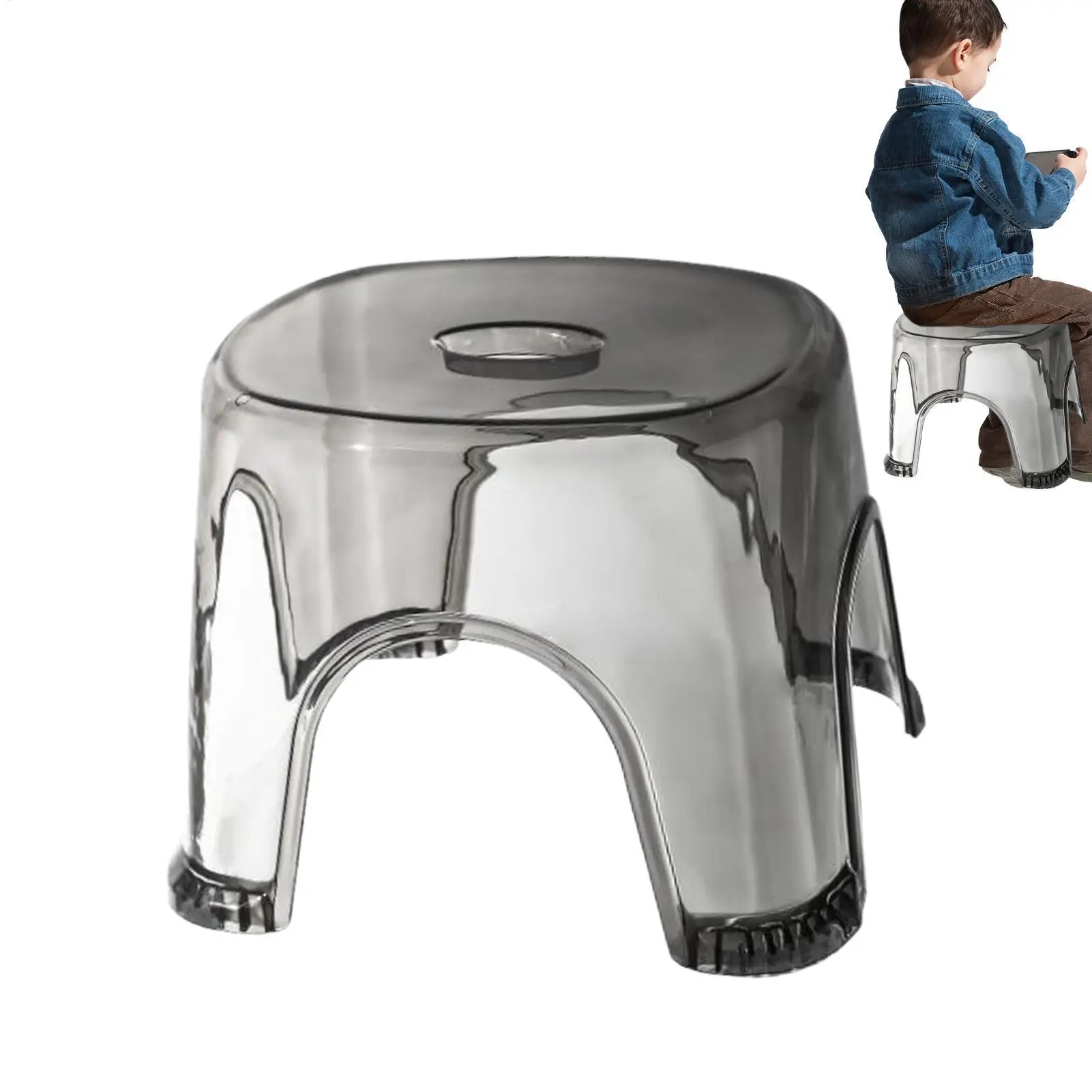 Clear Shower Foot Stool Waterproof and Non-sliptransparent Stool Clear Stool for Bathroom Bedside Small Shower Spaces Corner