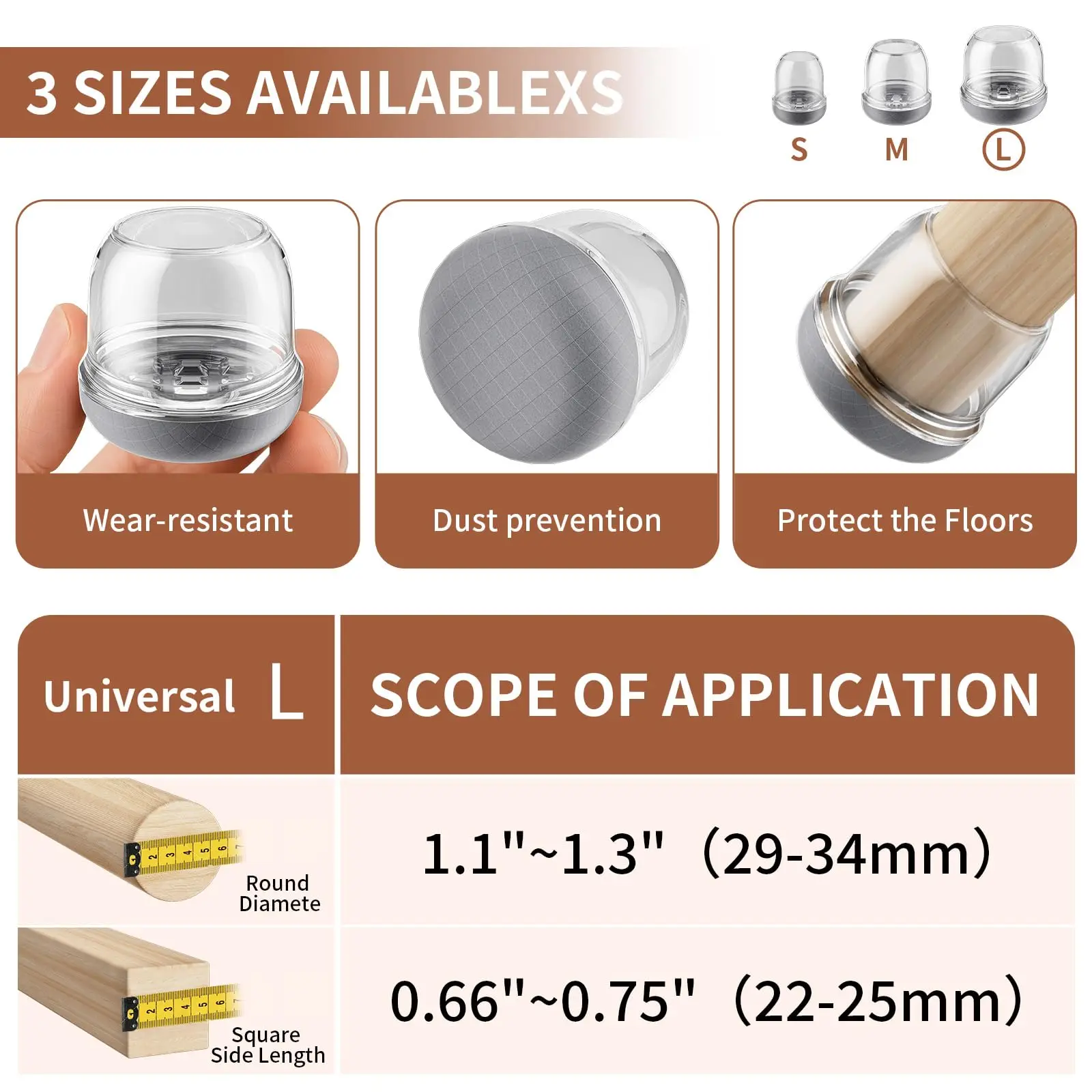 16PCS Square Chair Leg Covers Graphene Floor Protectors Furniture Table Feet Anti-Scratch Non-Slip Pads for Chair And Table Nois