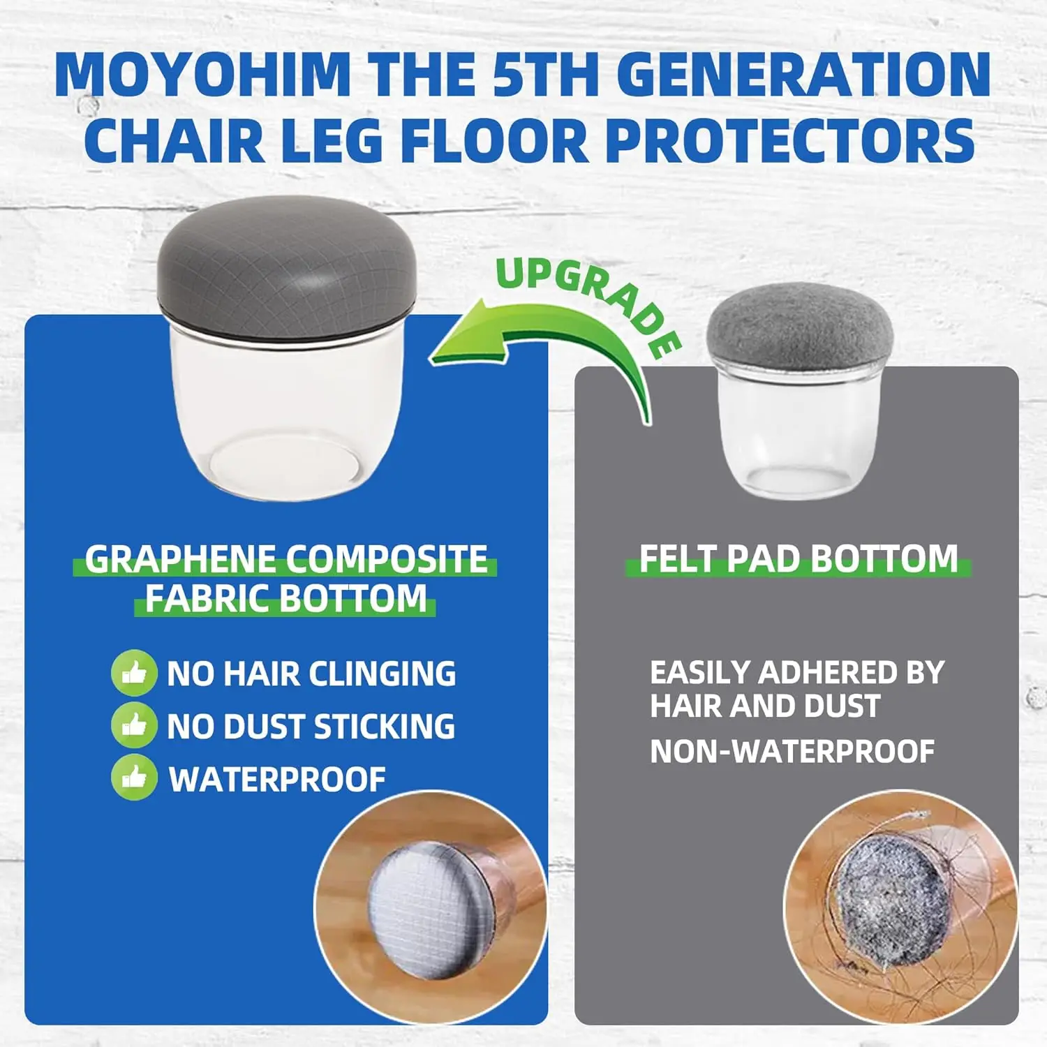 16PCS Square Chair Leg Covers Graphene Floor Protectors Furniture Table Feet Anti-Scratch Non-Slip Pads for Chair And Table Nois
