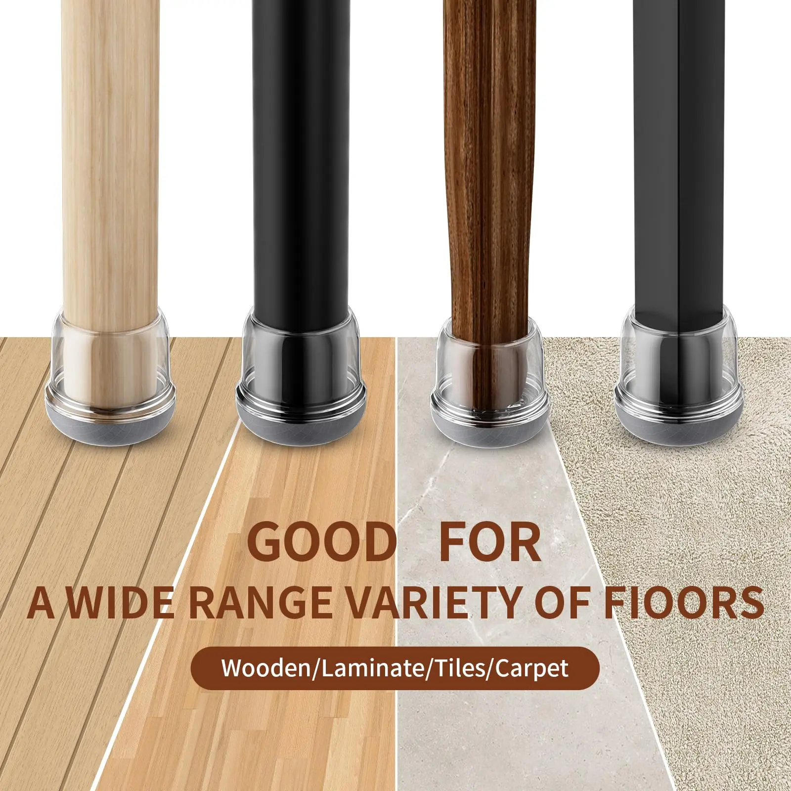 16PCS Square Chair Leg Covers Graphene Floor Protectors Furniture Table Feet Anti-Scratch Non-Slip Pads for Chair And Table Nois
