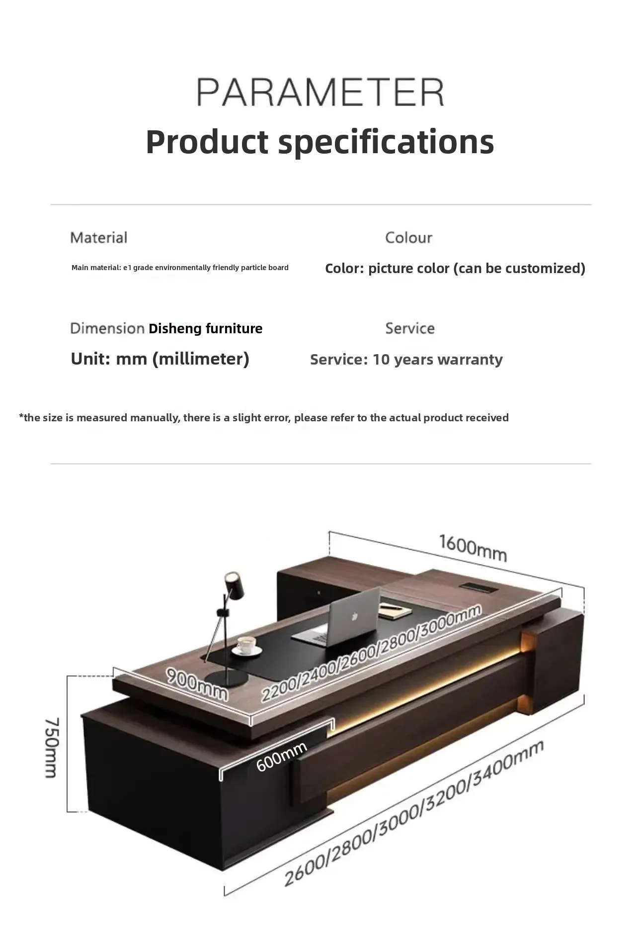 modern Luxury Office Desk Made of Triamine Board Material (paint Free) with Strong Wear Resistance Suitable for The CEO's Office