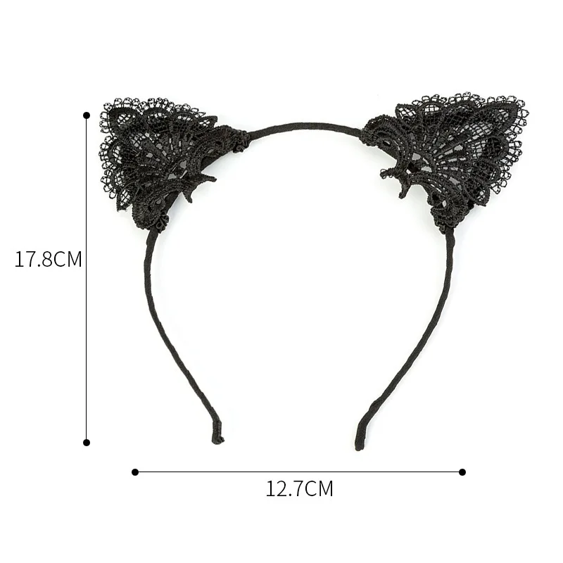 Fashion Cute Mesh Lace Dot Cat Ear Hairbands Simple Solid Ribbon Bow Fox Ears Hair Bands for Women Girls Headwear Accessories
