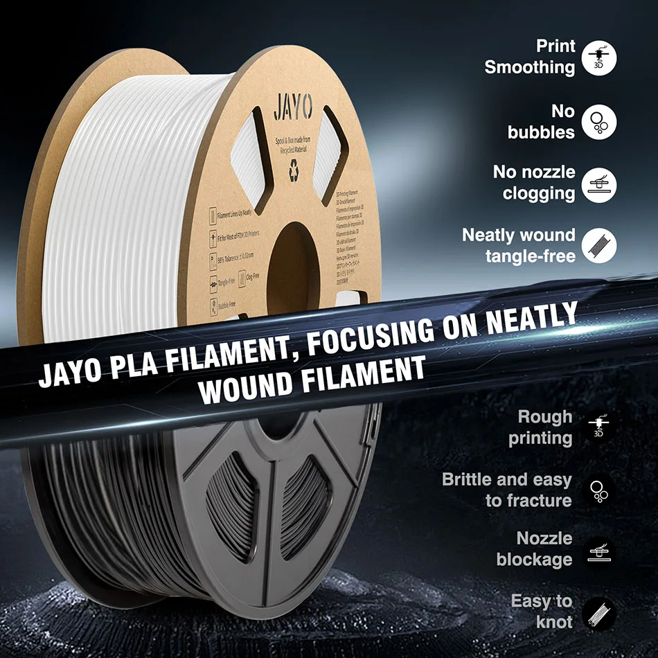 JAYO 10 Rolls PLA PETG 3D Printer Filament 1.75mm 1.1KG/Roll 3D Printer Filament Environmental Material For 3D Pen & Printers