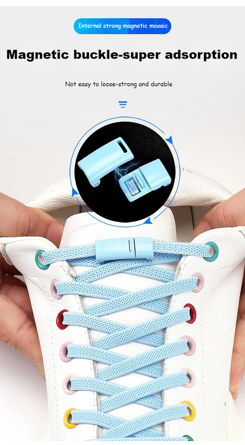 No tie Shoe laces Elastic Sneakers Shoelaces Multicolor Magnetic Lock Shoelace Kids Adult Quick Laces One Size Fits All Shoes