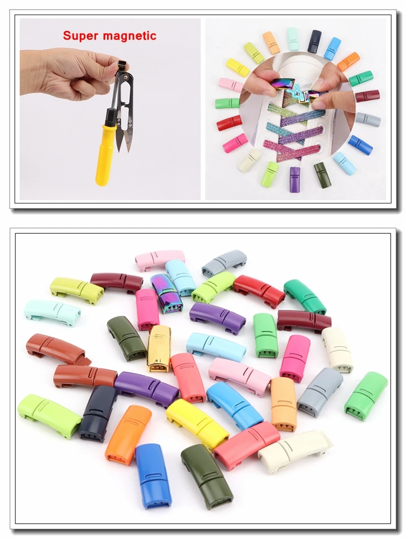 No tie Shoe laces Elastic Sneakers Shoelaces Multicolor Magnetic Lock Shoelace Kids Adult Quick Laces One Size Fits All Shoes