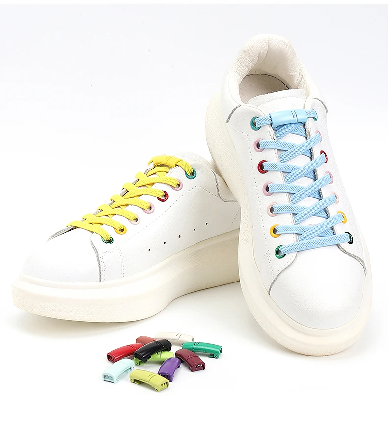 No tie Shoe laces Elastic Sneakers Shoelaces Multicolor Magnetic Lock Shoelace Kids Adult Quick Laces One Size Fits All Shoes