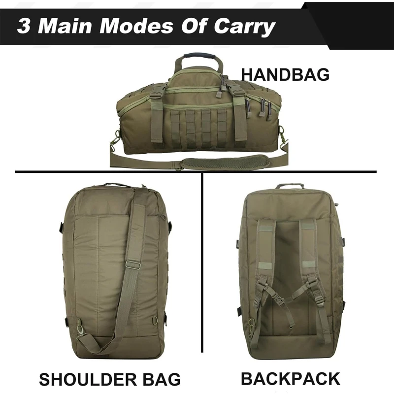 LQARMY 25L 45L 80L Tactical Military Backpack Gym Duffle Bag for Men Camping Sports Travel Workout Weekender Deployment 3 in 1