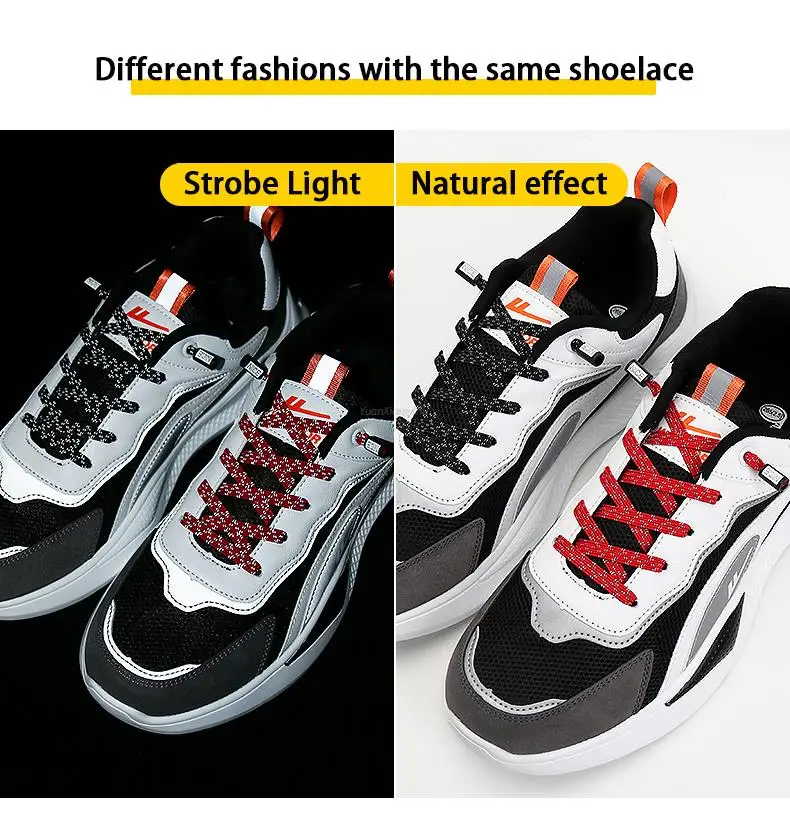 New Reflective No Tie Shoelaces Elastic Laces Sneakers Flat Shoe laces without ties Kids Adult Shoelace One size fits all Shoes
