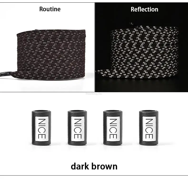 New Reflective No Tie Shoelaces Elastic Laces Sneakers Flat Shoe laces without ties Kids Adult Shoelace One size fits all Shoes